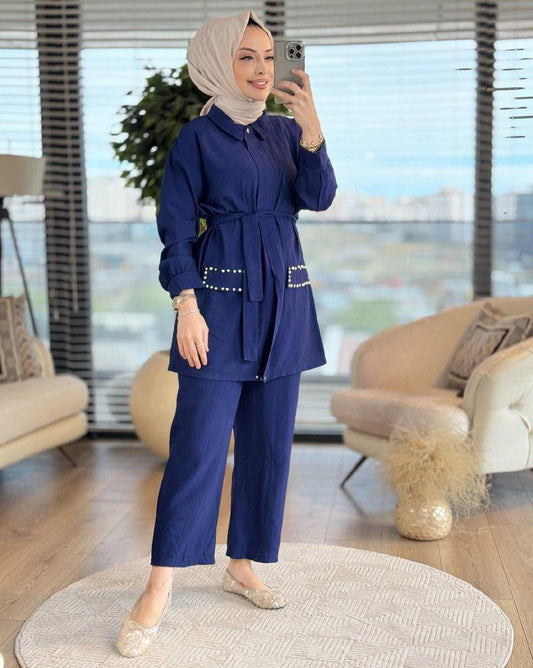 Navy two-piece outfit